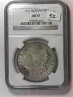 1921 NGC AU-55 Morgan Silver Dollar