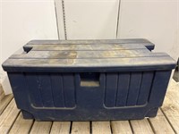 Tack box w/ horse blankets, misc