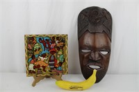 Signed African Folk Art & Hand-Carved Tribal Mask
