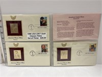 First Day Covers: 1990 USA 22KT gold classic films