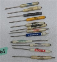 12 Advertising Service Screw Drivers - Collectable