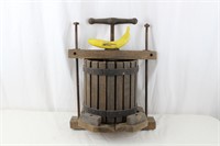 Antique Cast Iron & Wood Wine Press