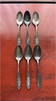 Lot of 6 Sterling Silver Serving Spoons 8 inches