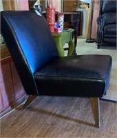 Black leather side chair