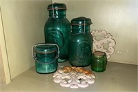 Vintage Ball Turquoise Canisters, trivets