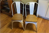 2 White Metal Chairs
