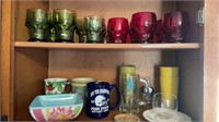 Fenton glassware - red & green shelf lot &