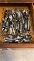 Tray lot of flatware, Various patterns