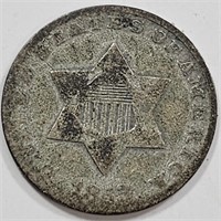 1853 United States Silver 3 Cent Coin