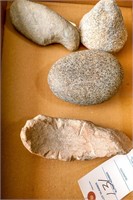 Flat of Various Hard Stone Tools Including Pestal