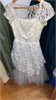 Vintage lace wedding dress. Tea length