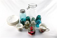 Flat of (7) Glass Insulators, Vintage Ball Jar