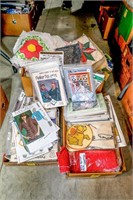 (3) Boxes of Needlepoint, Patterns, Quilt Patches,