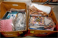 (2) Boxes of Quilt Tops, Needlepoint, Material,