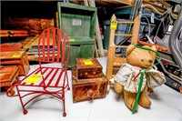 Doll Kitchen Cupboard, Metal Doll Chair, Doll