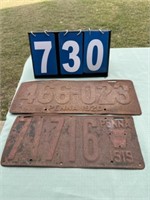 (2) 1919 & 1920 PA License Plates