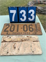 (2) 1924 & 1958 PA License Plates