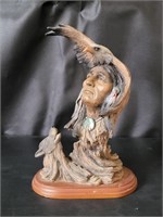 Native American & Eagle Resin Sculpture