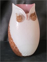 Art Glass Amethyst & White Owl Vase