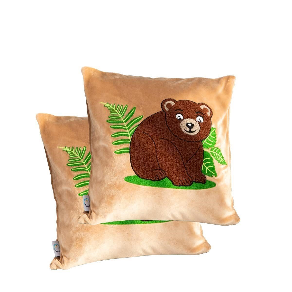 COSUSKET Throw Pillow Covers, Brown Bear 3D