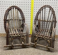 2 Birch wood doll chairs