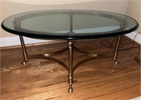 Hollywood Regency LaBarge Brass/ Glass Table