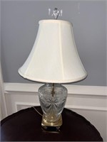 Vintage Cut Glass & Brass Table Lamp