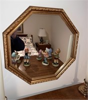 Vintage Gilded Hexagon Wall Mirror