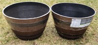 2 Southern Patio Garden Barrel Type Planter Pots