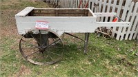 WOODEN FLOWER CART w/IRON WHEELS -72in LONG