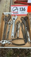 ASSORTED ADJUSTABLE WRENCHES & PLIERS