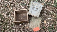 AMMO  WOOD  BOX &  2- METAL BOXS - 50 CAL