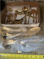 Oneida community gold serving forks, spoons etc.