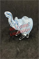 Glass pipe light blue and white striped elephant