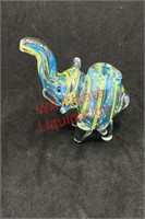 Glass pipe teal and yellow elephant (living room)