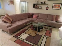 Upholstered Sectional Sofa, Chrome Legs