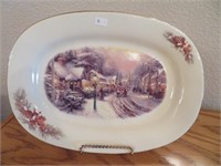 Thomas Kinkade Village Christmas Platter, 13"