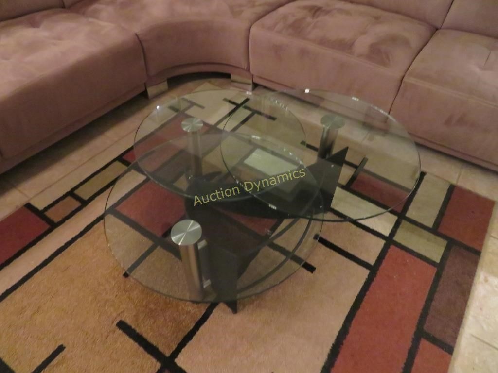 Rotating Glass & Metal Coffee Table