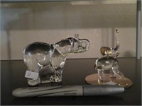 Two Crystal Elephants