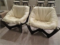 Very Comfortable, Leather & Wood Modern Art Chairs