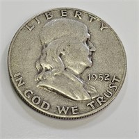 1952 S Franklin Silver Half Dollar Coin.