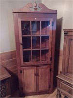 Tall Wood Corner Display Cabinet