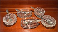 Crystal Salt, Dishes, Sterling Silver Spoons