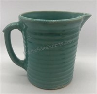 Teal Blue Glazed Pottery Pitcher, Stamped