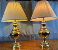 2 Brass Urn 30'' Tall Table Lamps with Shades