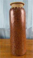 13'' Tall Unique Earthenware Vase with Reed Woven
