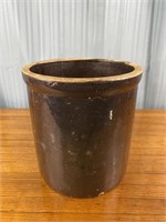 Vintage Brown Glazed Stoneware Pottery Crock