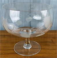 7'' Etched Footed Compote- Etched with