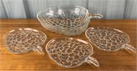 Glass Grape Lunchen Plates and Bowl