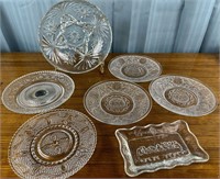 7 Vintage Plates Glass Plates